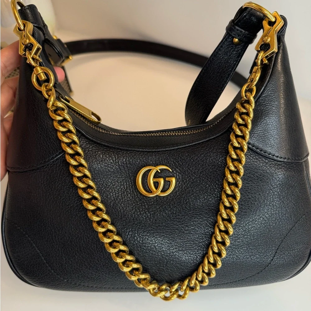 🎀GUCCI Black Small Double G Aphrodite Shoulder Bag - Picture 9 of 16
